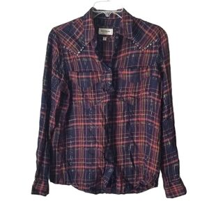 Express Women's Plaid Long Sleeve Western Style Top Size S